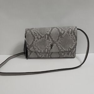 Vera Wang Gray Snakeskin Crossbody Bag